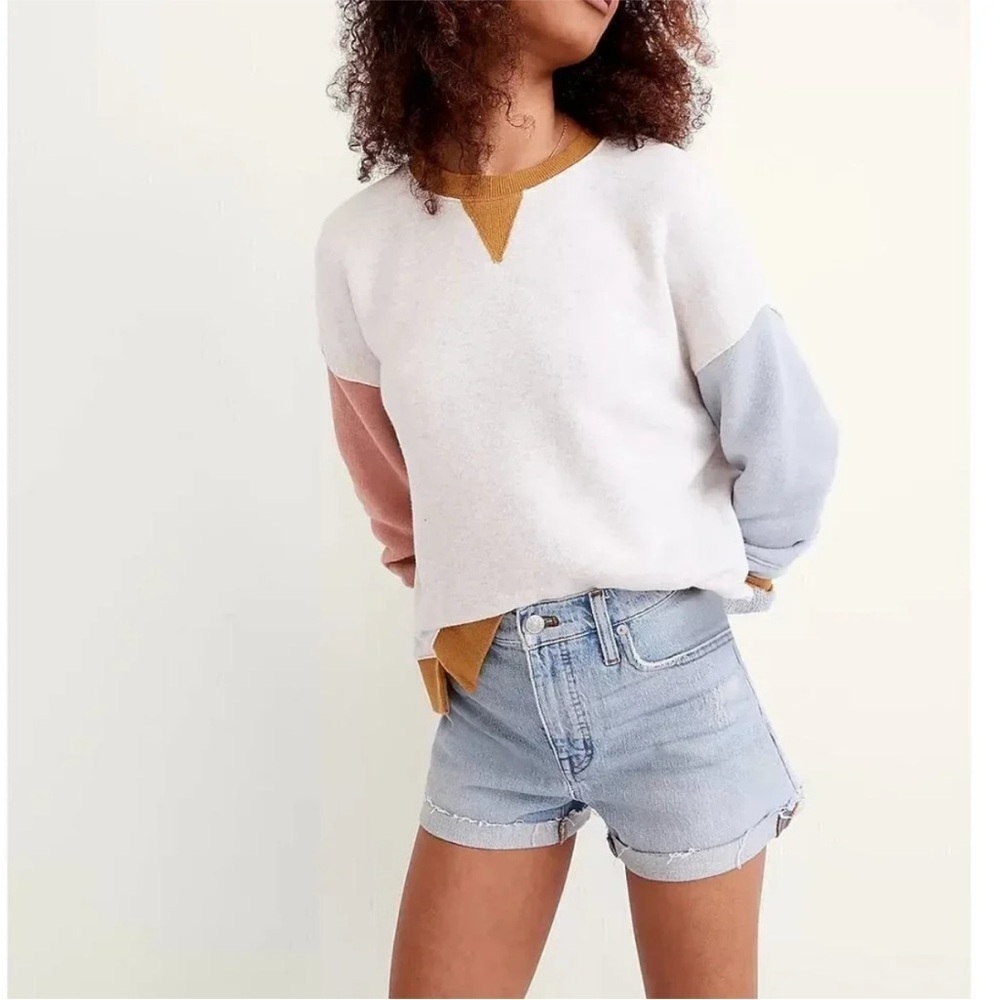 Madewell High Rise Denim Shorts Light Wash Distressed Size 31